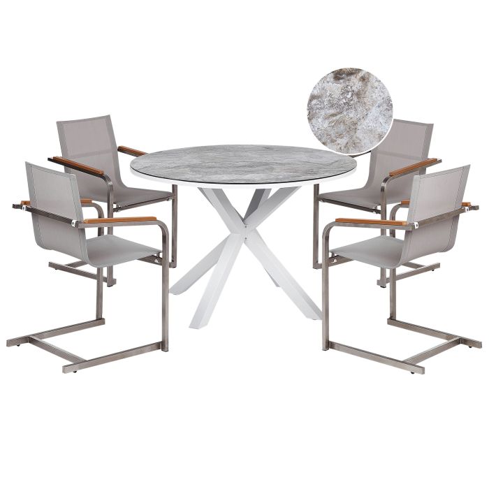 Garden Dining Set 4 Seater MALETTO/COSOLETO Metal White Marble