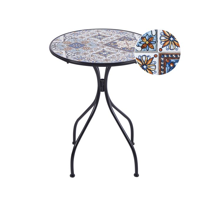 Metal Garden Bistro Table Diameter 60 cm Black CIVITA