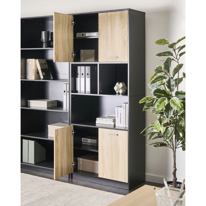 ZNHEA 4 Door Bookcase - Black and Brown