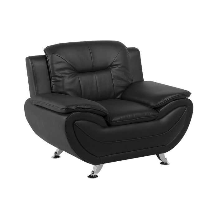 LINCOMBE Faux Leather Armchair - Black