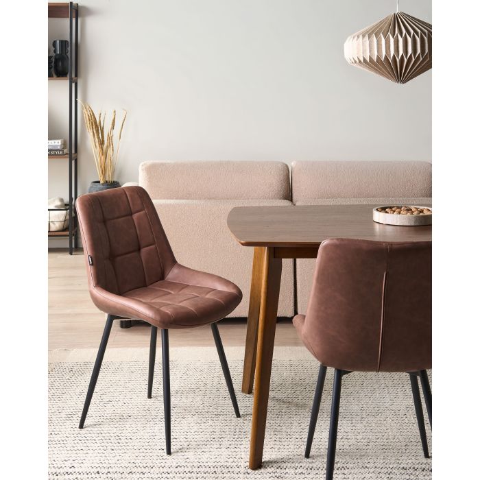 DAHIVO Faux Leather Dining Chairs Set of 2 - Brown