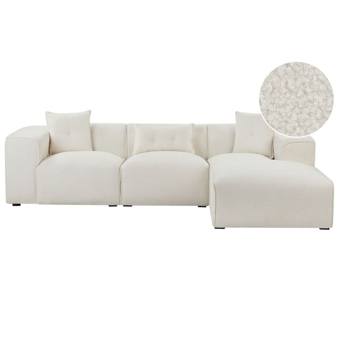Left Hand Boucle Corner Sofa Off-White DOLVA