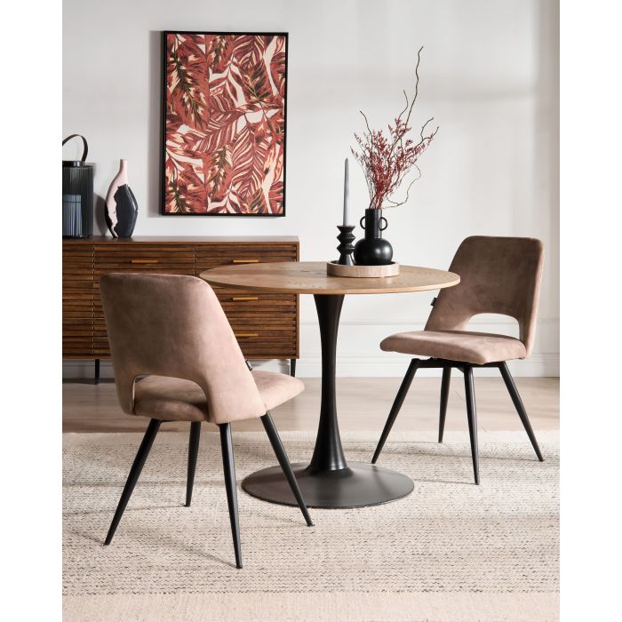 CIYARO Faux Linen Swivel Dining Chair - Green