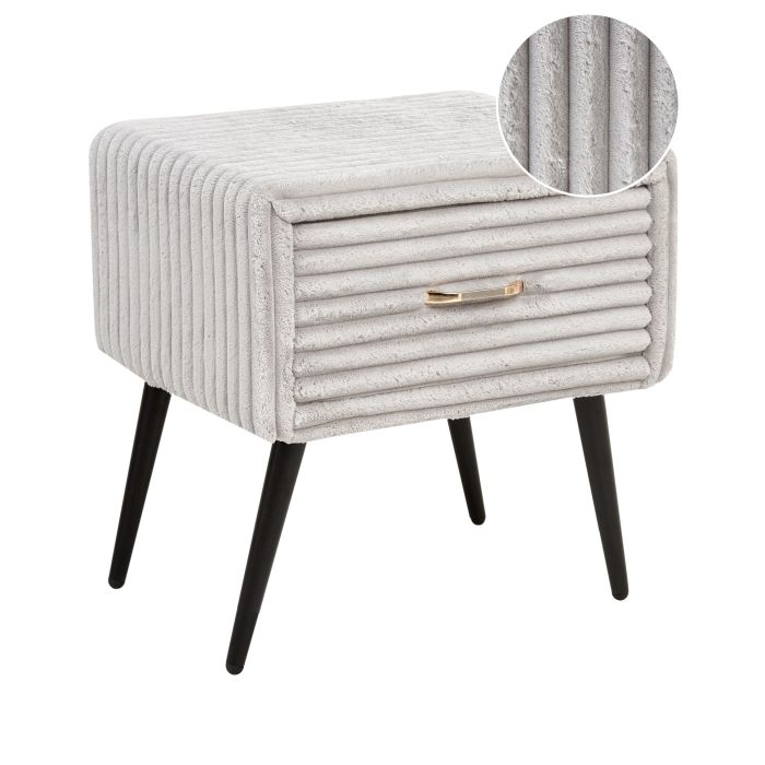 ALFYAT 1 Drawer Bedside Table Corduroy Light Grey