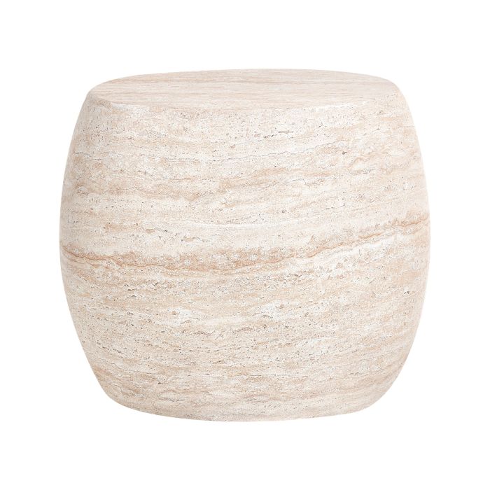 CRESTWELL Side Table Travertine Effect - Beige