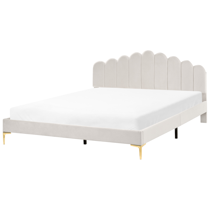 LORYN Super Kingsize Velvet Bedframe - Off-White