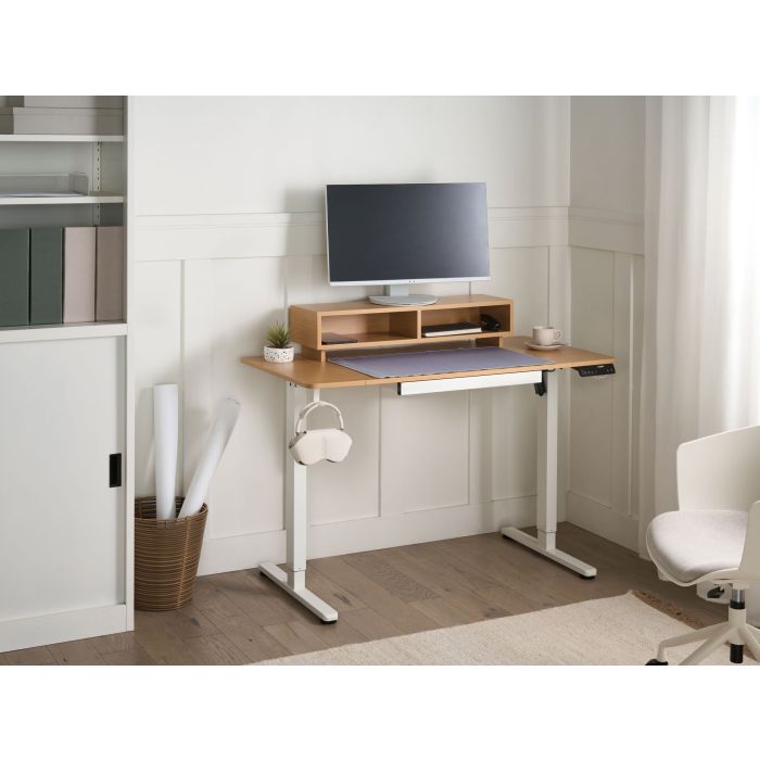 BEKORO Electric Adjustable Standing Office Desk with USB Port - Brown