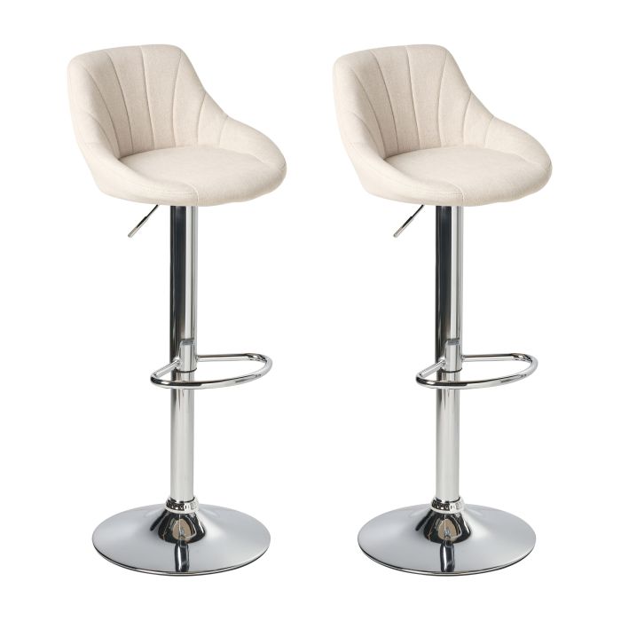 GARCOMBE Fabric Swivel Bar Stools Set of 2 - Light Beige