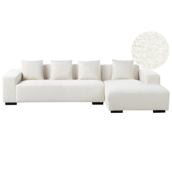 Left Hand Boucle Corner Sofa White LUNGO