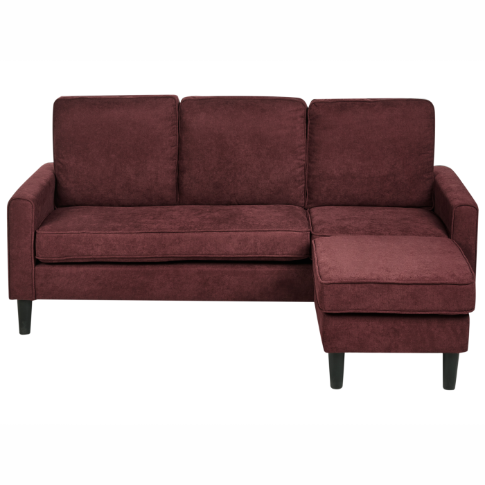 AVESTRIA Fabric 3 Seater Sofa with Ottoman - Burgundy