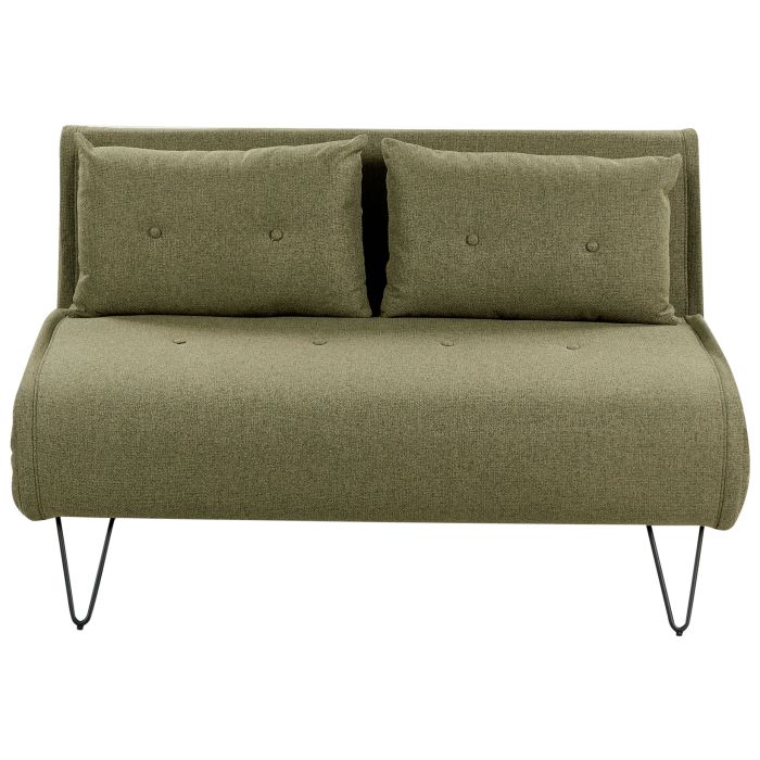 2 Seater Fabric Sofa Bed Olive Green VESTFOLD