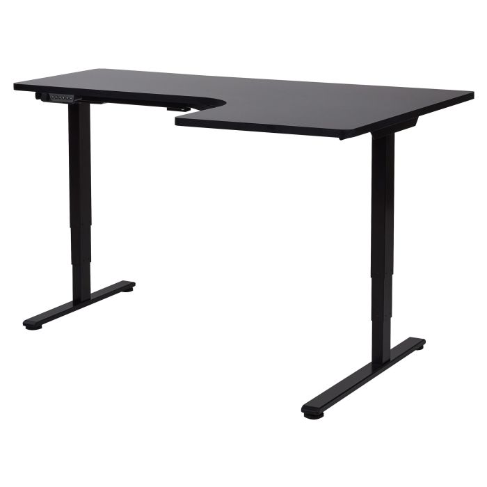 Electric Adjustable Right Corner Desk 160 x 59 cm Black DESTINES