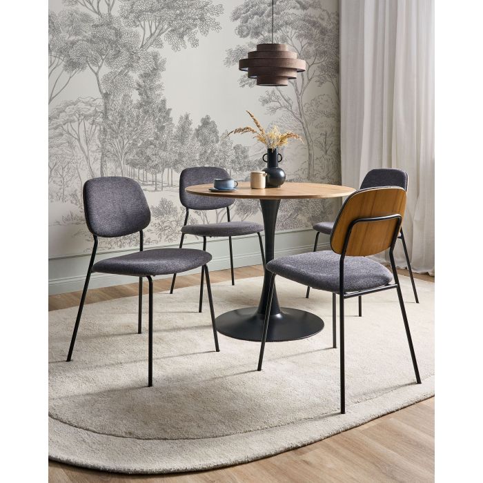 ARLINGTON Fabric Dining Chairs Set of 4 - Grey
