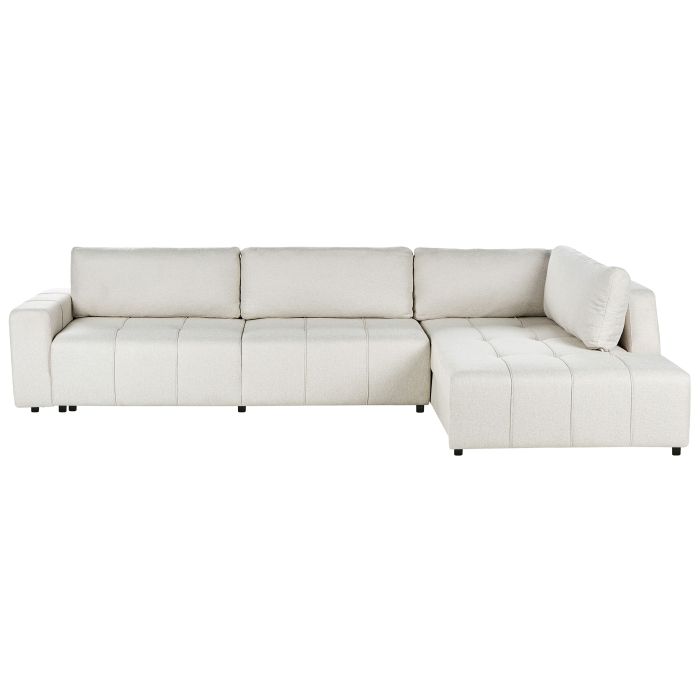 Corner Sofabed - INKVIN Left Hand Facing 4 Seater Fabric with Storage Light Beige