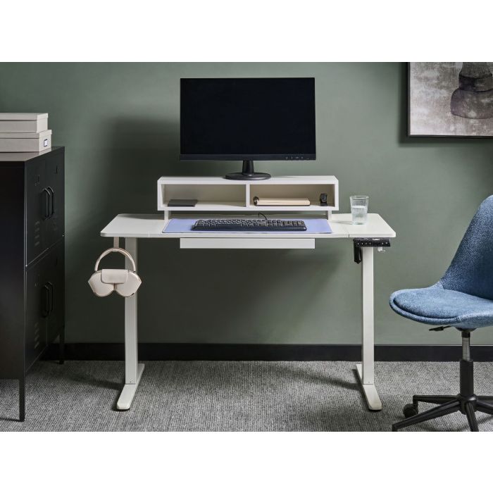 BEKORO Electric Adjustable Standing Office Desk with USB Port - White