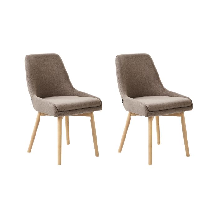 Set of 2 Fabric Dining Chairs Brown MELFORT