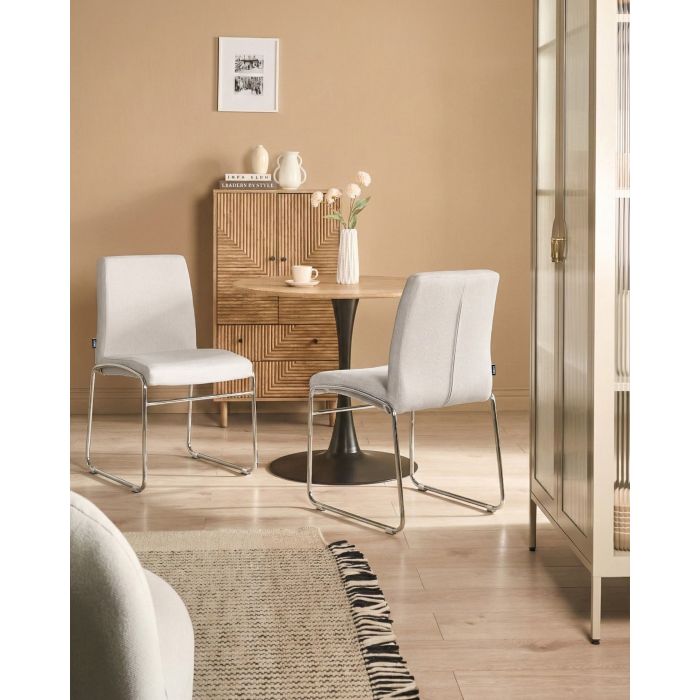DAFARO Fabric Dining Chairs Set of 2 - Light Grey