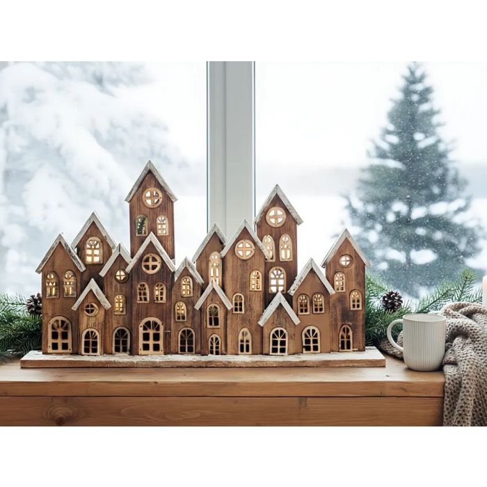 MALLOSA LED Christmas Village Figurine Decoration - Brown