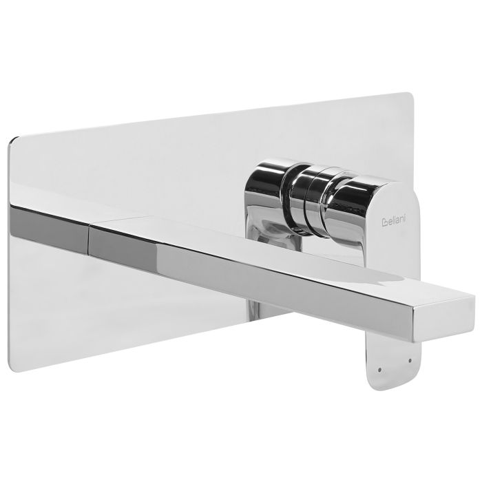 BARCOMBE Wall Mounted Basin Mixer Tap Brass - Silver