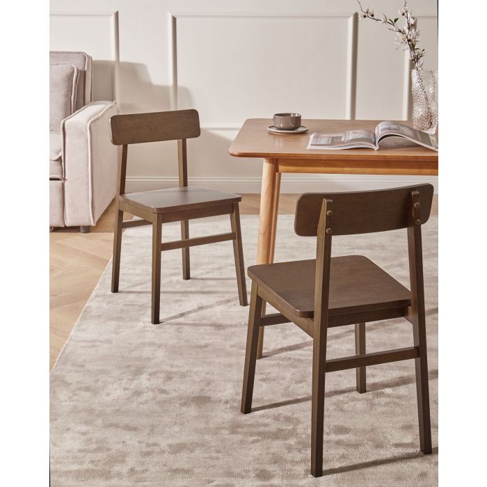 CRELTON Rubberwood Dining Chairs Set of 2 - Dark Brown