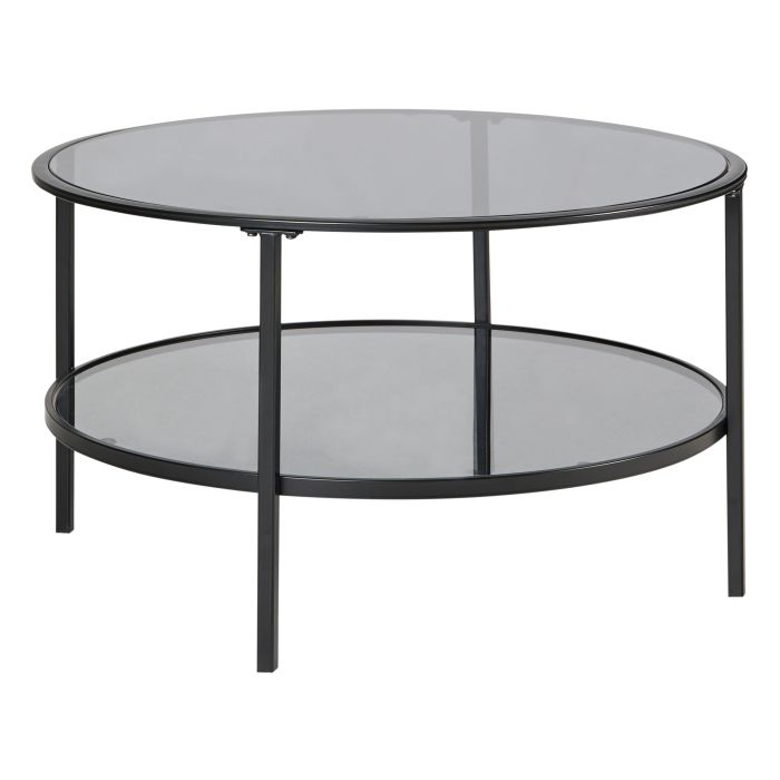 ROWLEIGH Tempered Glass Round Coffee Table - Black