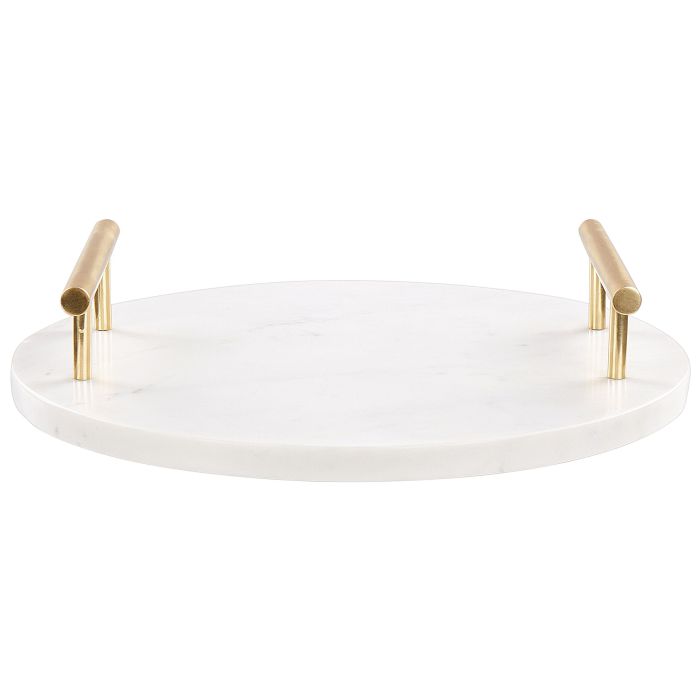 Marble Serving Tray White with Gold Handles VARGOS