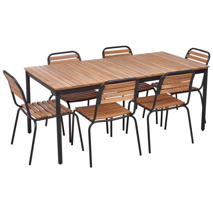 Garden Dining Set 6 Seater VALLESE Acacia Wood Brown