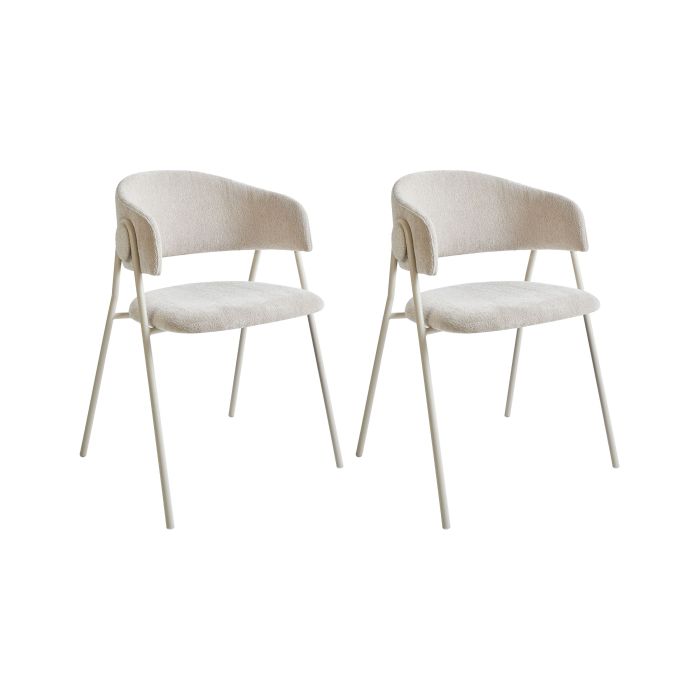 ALONSAN Set of 2 Dining Chairs Chenille Light Beige