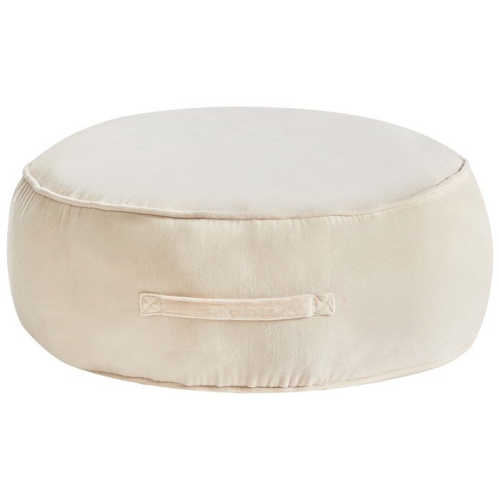 WESLAIR Velvet Ottoman Pouffe - Light Beige