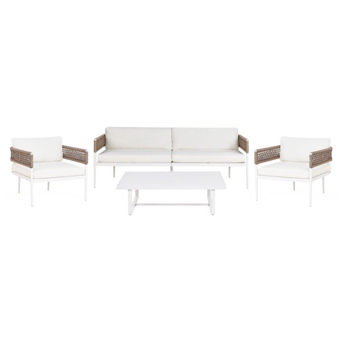 Garden Lounge Set with Table 4 Seater SERLA Metal White