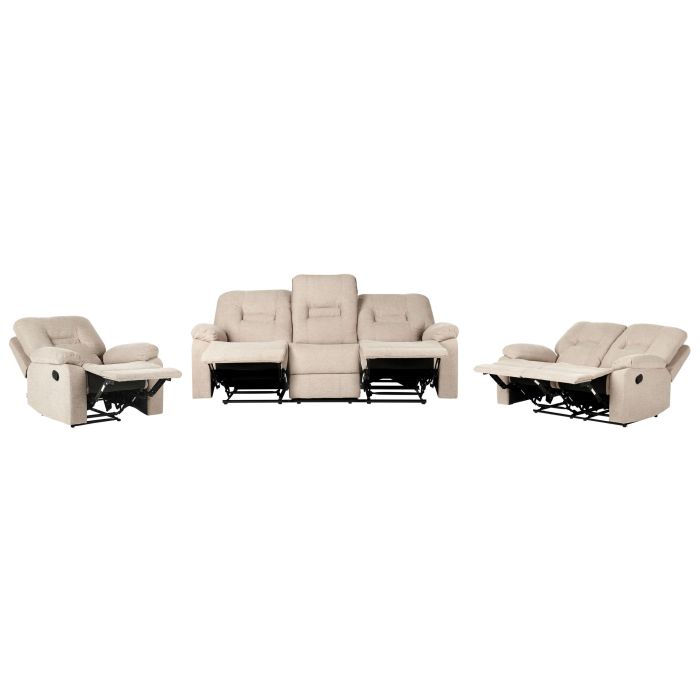 Fabric Manual Recliner Living Room Set Beige BERGEN