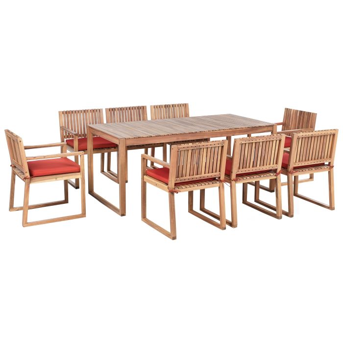 ARBOR 8 Seater Garden Dining Set with Cushions - Red