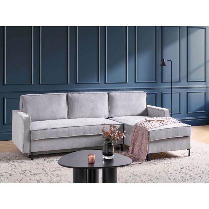 ROOKMERE Fabric 3 Seater L Shaped Corner Sofa - Grey, Right Hand Facing