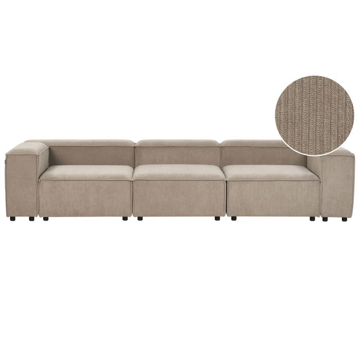 3 Seater Sofa - TROMSO Modular Jumbo Cord Sofa Taupe