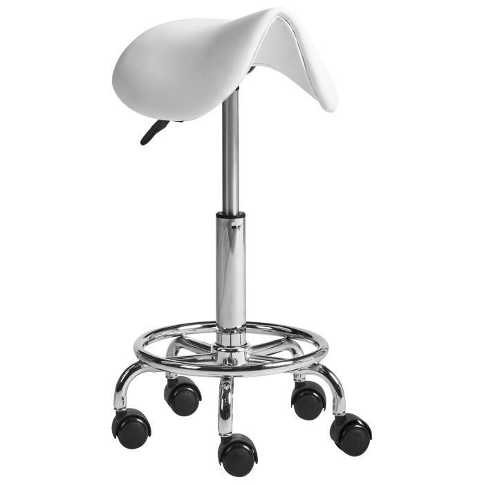 IVINGDALE Faux Leather Office Saddle Stool - White