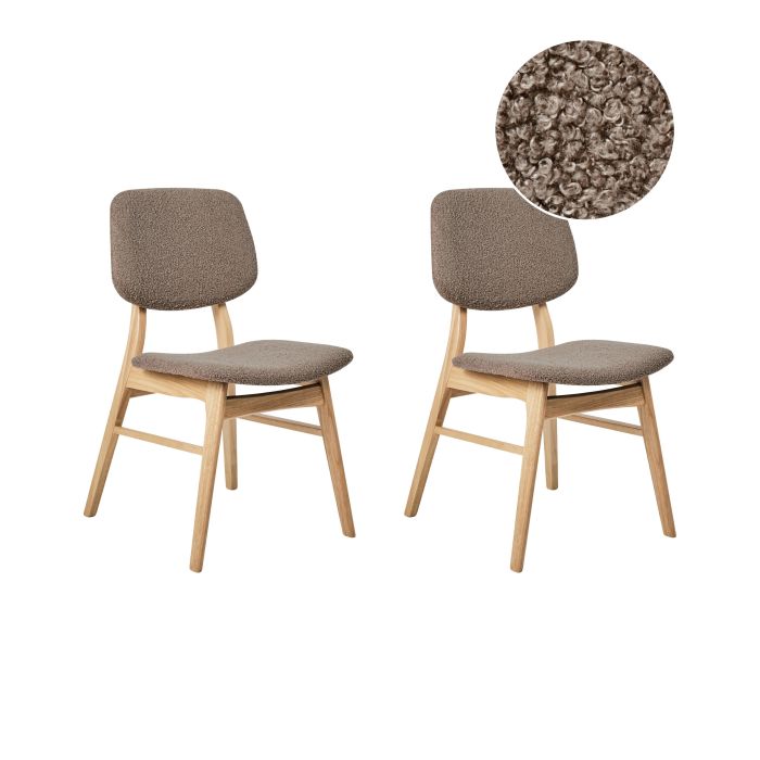 Set of 2 Dining Chairs ELLA Wood Taupe
