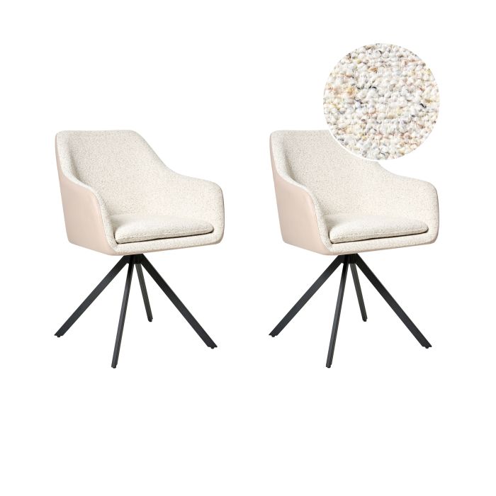FULWORTH Boucle Fabric Dining Chairs - Set of 2 - Beige