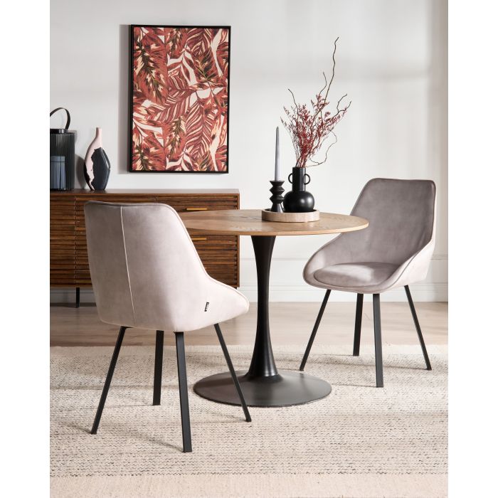 DAZEXI Velvet Dining Chairs Set of 2 - Light Beige
