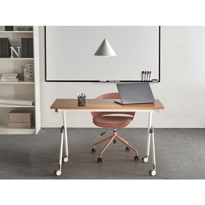 FEXUFA Foldable Office Desk - Brown and White, 120cm