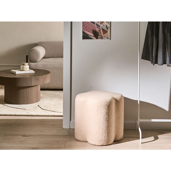 NALERO Boucle Ottoman Pouffe - Beige