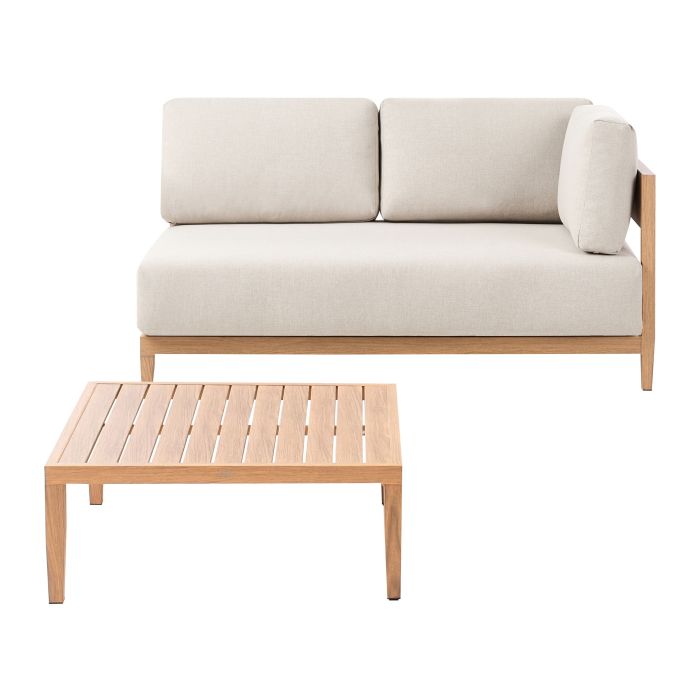 MINWORTH Metal Garden Sofa with Table 2 Seater - Light Brown