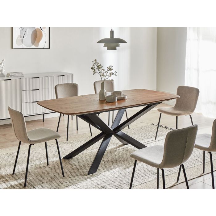FALVANO Extending Dining Table - Light Oak and Black