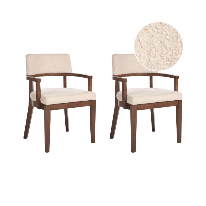 Set of 2 Dining Chairs DALBO Boucle Dark Brown