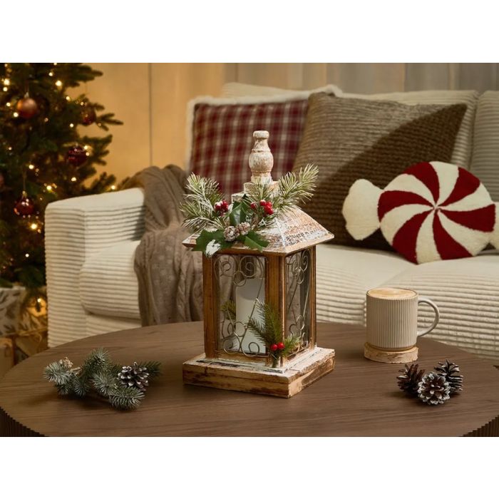 SAIMORA LED Christmas Lantern Decoration - Dark Brown
