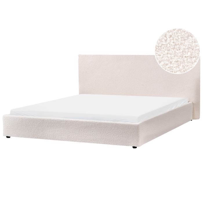 LEVISH Super Kingsize Boucle Fabric Bedframe - Off-White