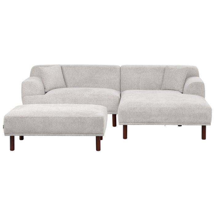 Left Hand Fabric Corner Sofa with Ottoman Light Grey HOLT
