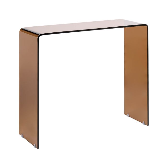 KENLADL Tempered Glass Console Table - Brown