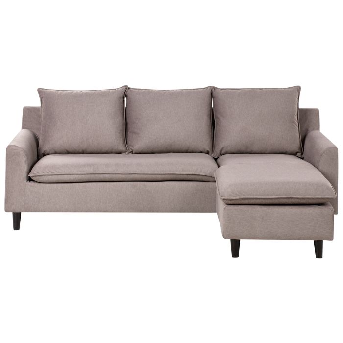 Left Hand Fabric Corner Sofa Taupe ELVENES