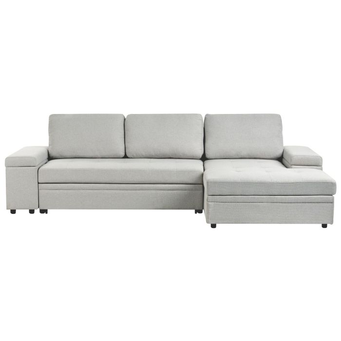 Corner Sofabed - HRESIY Left Hand Facing Fabric with Storage Light Grey