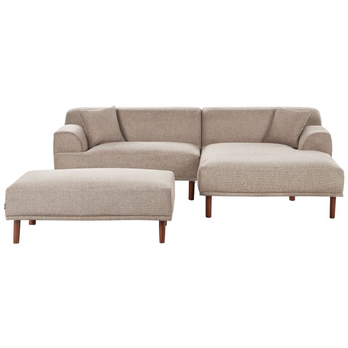 Left Hand Fabric Corner Sofa with Ottoman Taupe HOLT